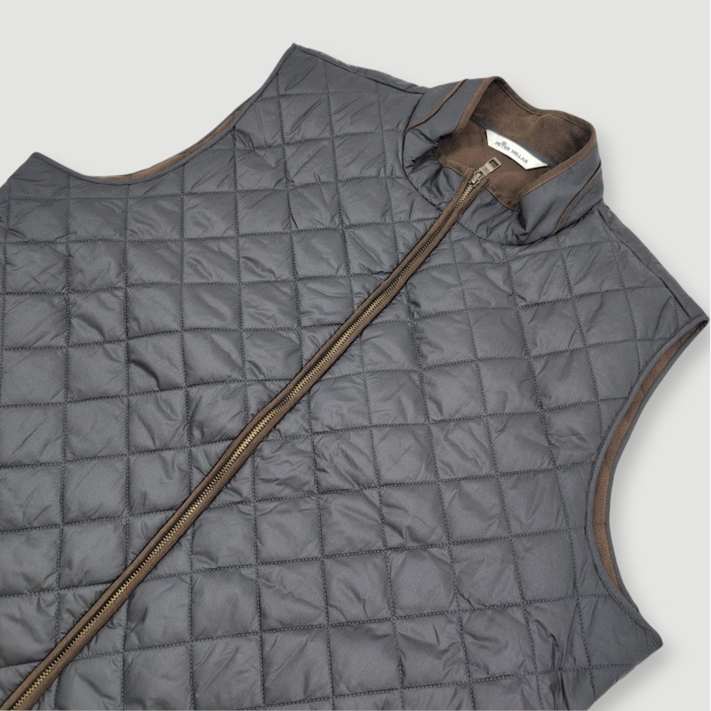 Peter Millar Essex Quilted Puffer Vest Mens 2XL Gray Utility Quiet Luxury Casual